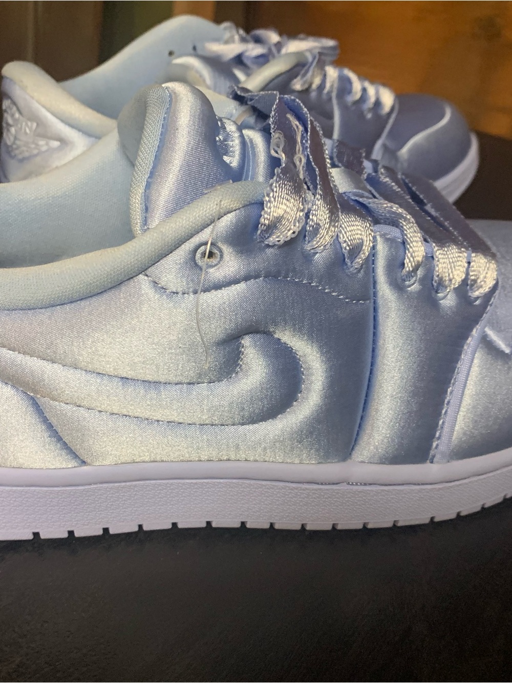 Jordan Satin Low-Top Sneakers in Pale Blue